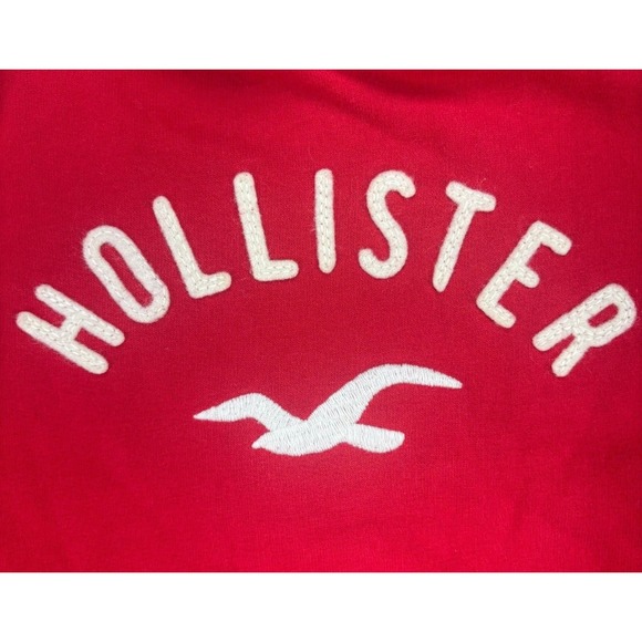 Hollister Red Logo Hoodie Sweatshirt L Y2K Surf Skate Streetwear Cozy Core - Picture 4 of 8